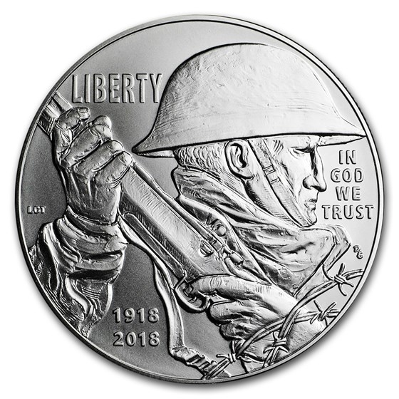 2018-P World War I Centennial Silver Dollar BU (Box & COA) 2018-P World War I Centennial Silver Dollar BU (Box & COA)